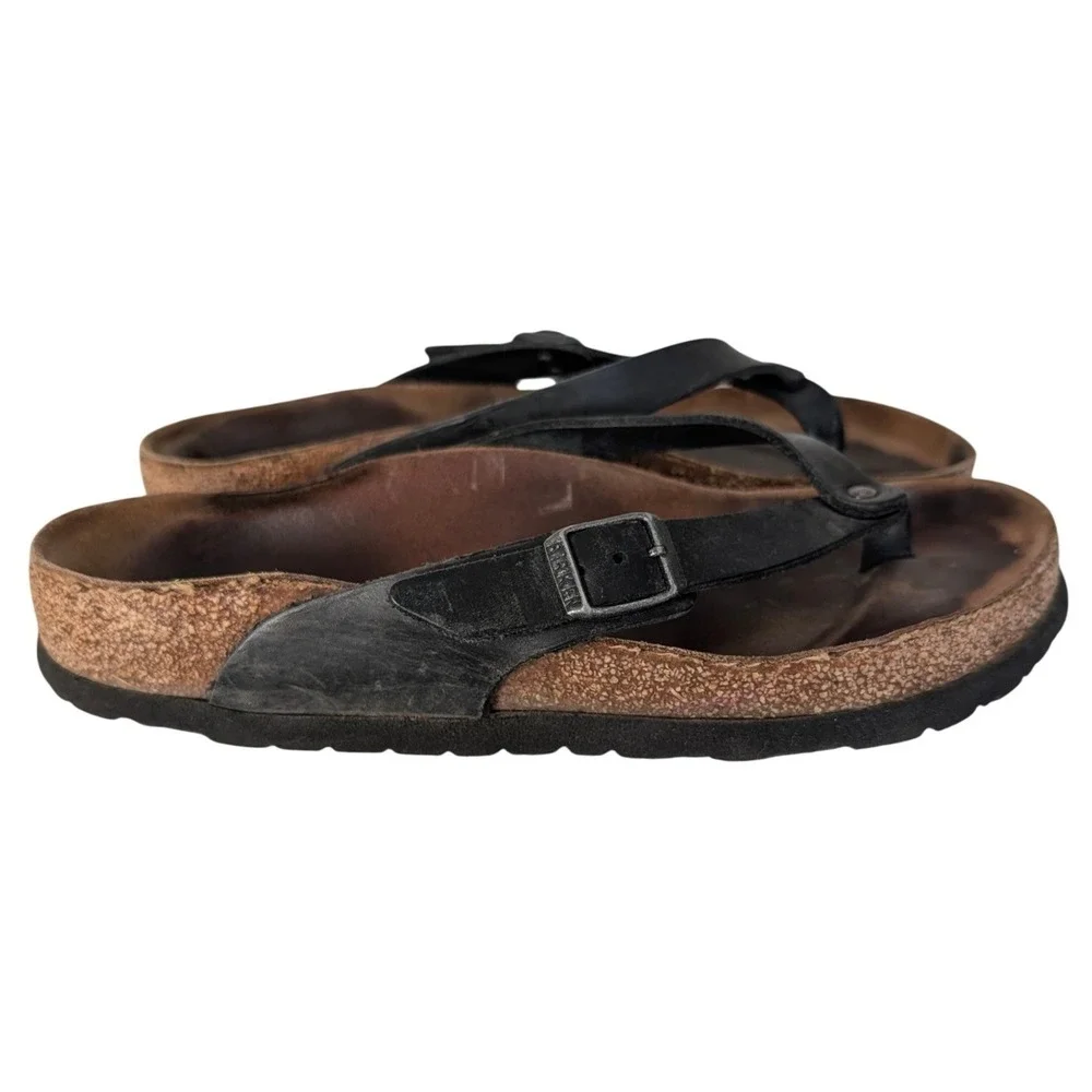 Birkenstock Mayari Brown Leather Cork Footbed Toe Loop Sandal 7/38 Women Germany